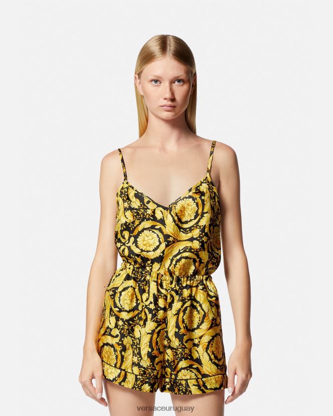 Versace shorts de pijama de seda con estampado barroco mujer imprimir ropa interior y ropa de playa H88R0H1031