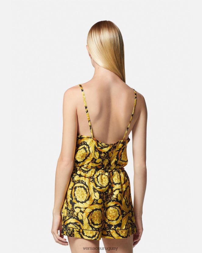 Versace shorts de pijama de seda con estampado barroco mujer imprimir ropa interior y ropa de playa H88R0H1031