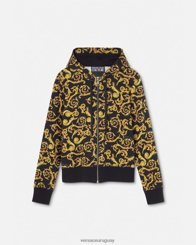 Versace sudadera con capucha de alta costura mujer oro negro ropa H88R0H2175