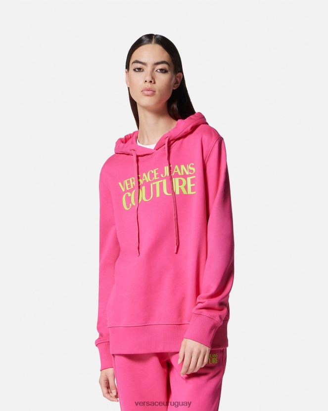 Versace sudadera con capucha y logo mujer fucsia ropa H88R0H2173