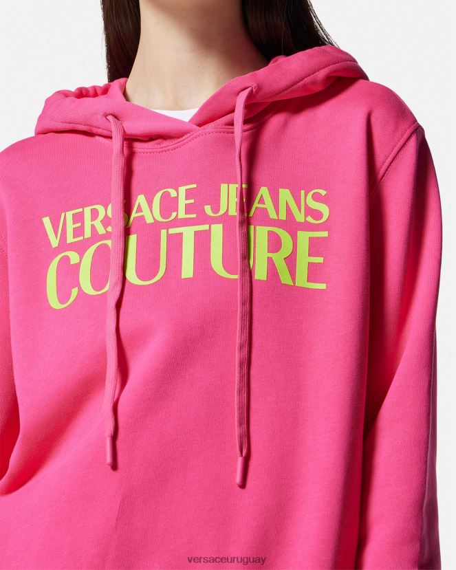 Versace sudadera con capucha y logo mujer fucsia ropa H88R0H2173