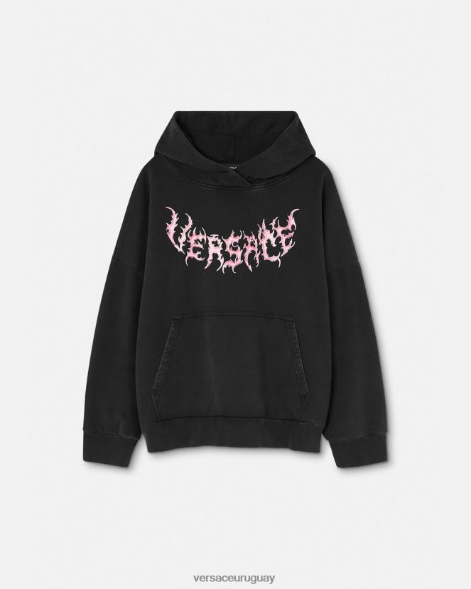 Versace sudadera con capucha y logo mujer negro ropa H88R0H144