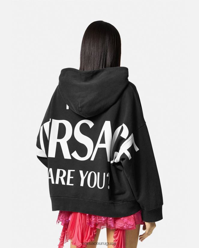 Versace sudadera con capucha y logo mujer negro ropa H88R0H144