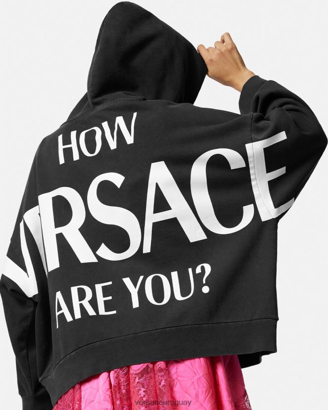 Versace sudadera con capucha y logo mujer negro ropa H88R0H144