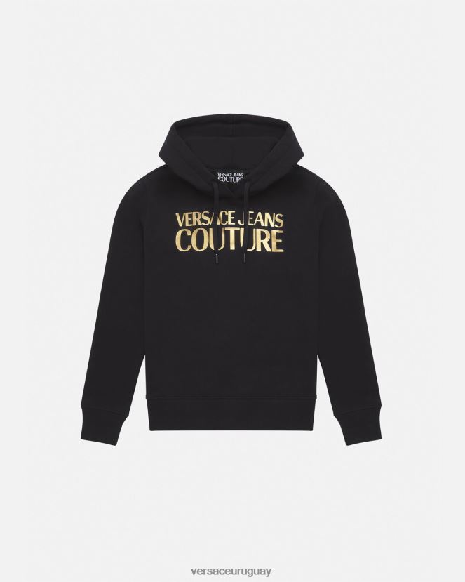 Versace sudadera con capucha y logo mujer oro negro ropa H88R0H2234