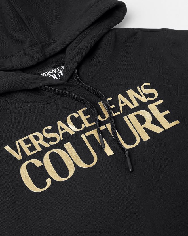 Versace sudadera con capucha y logo mujer oro negro ropa H88R0H2234