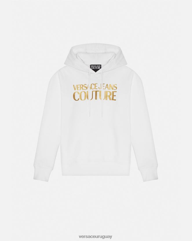Versace sudadera con capucha y logo mujer oro y blanco ropa H88R0H2235