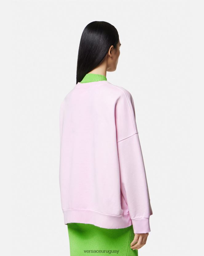 Versace sudadera con logo desgastado de Medusa mujer rosa ropa H88R0H132