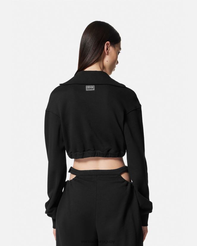 Versace sudadera corta con hebilla barroca mujer negro ropa H88R0H2229
