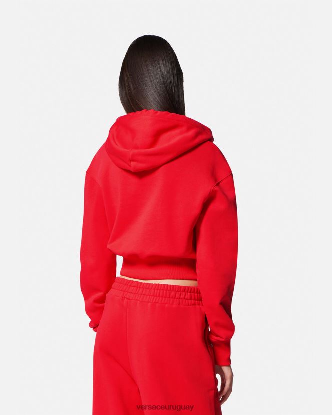 Versace sudadera corta con logo y rosas mujer naranja ropa H88R0H2170