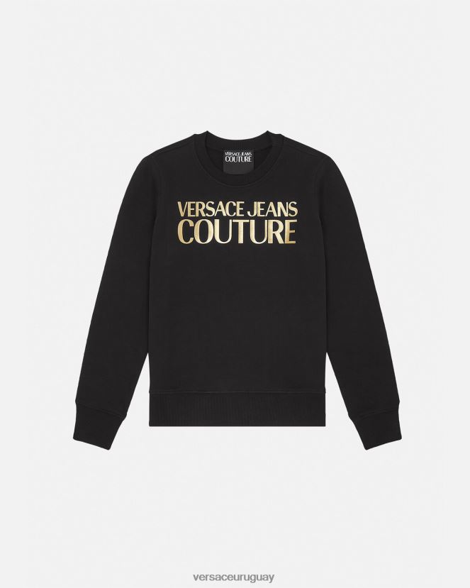 Versace suéter con logo mujer oro negro ropa H88R0H2155
