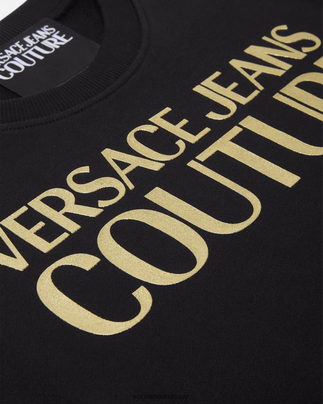 Versace suéter con logo mujer oro negro ropa H88R0H2155