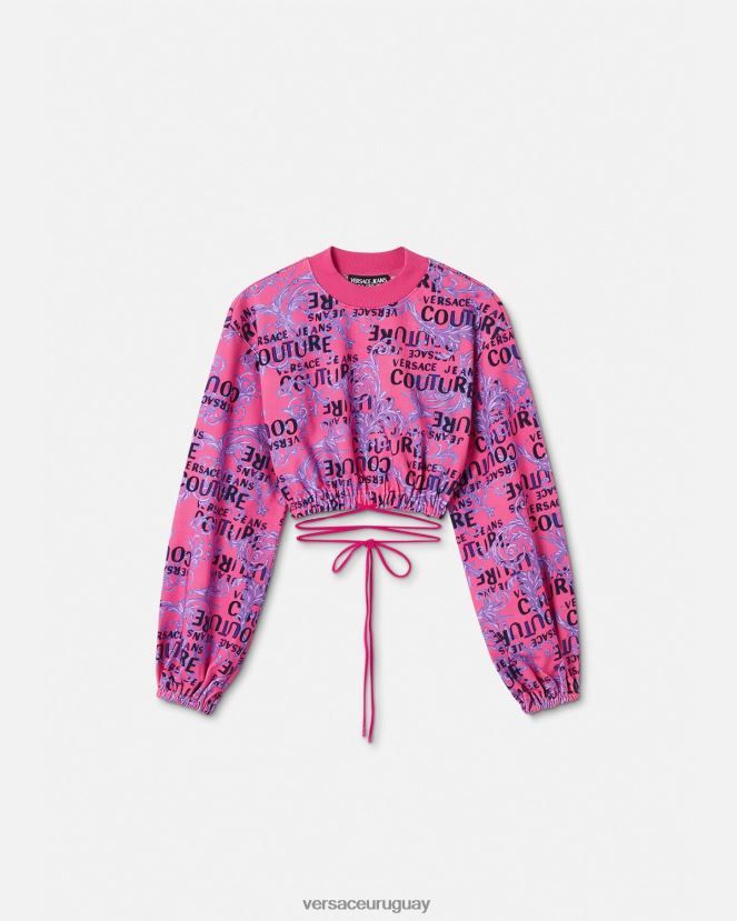 Versace sudadera corta de alta costura con logo mujer fucsia ropa H88R0H2226
