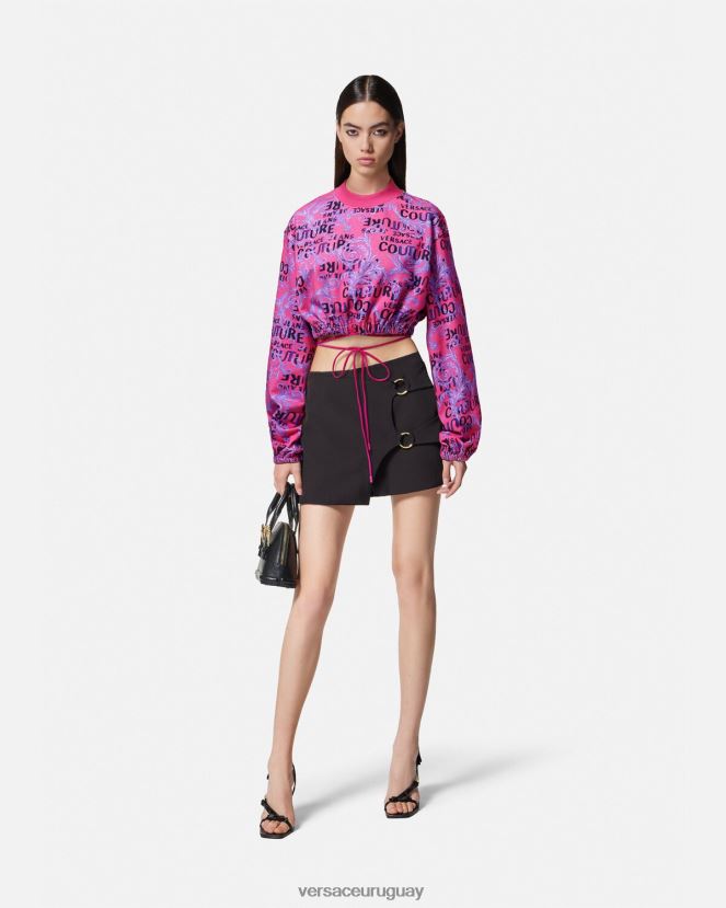 Versace sudadera corta de alta costura con logo mujer fucsia ropa H88R0H2226