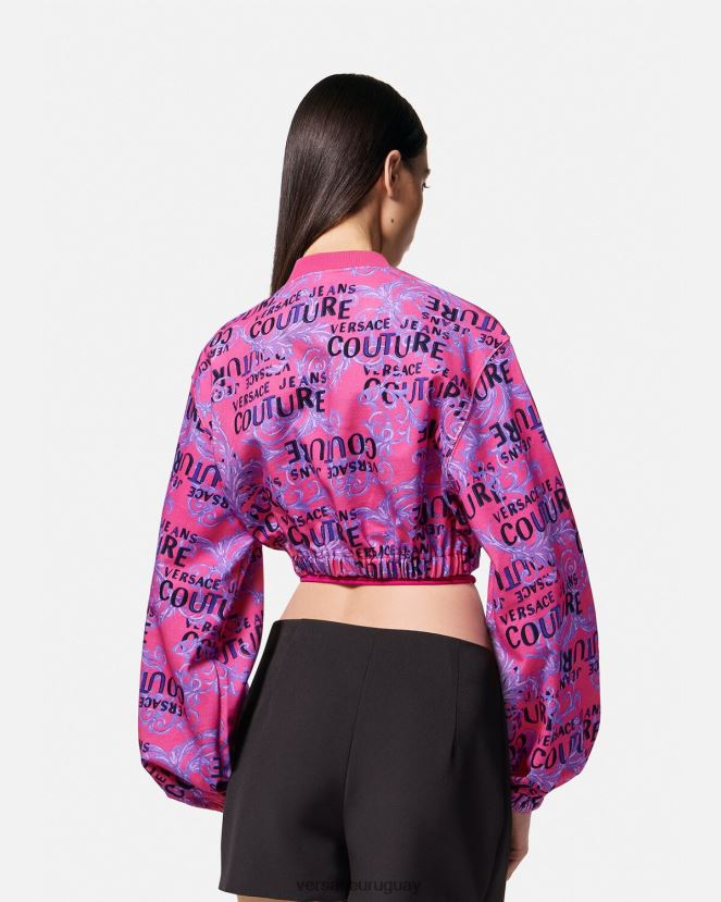 Versace sudadera corta de alta costura con logo mujer fucsia ropa H88R0H2226
