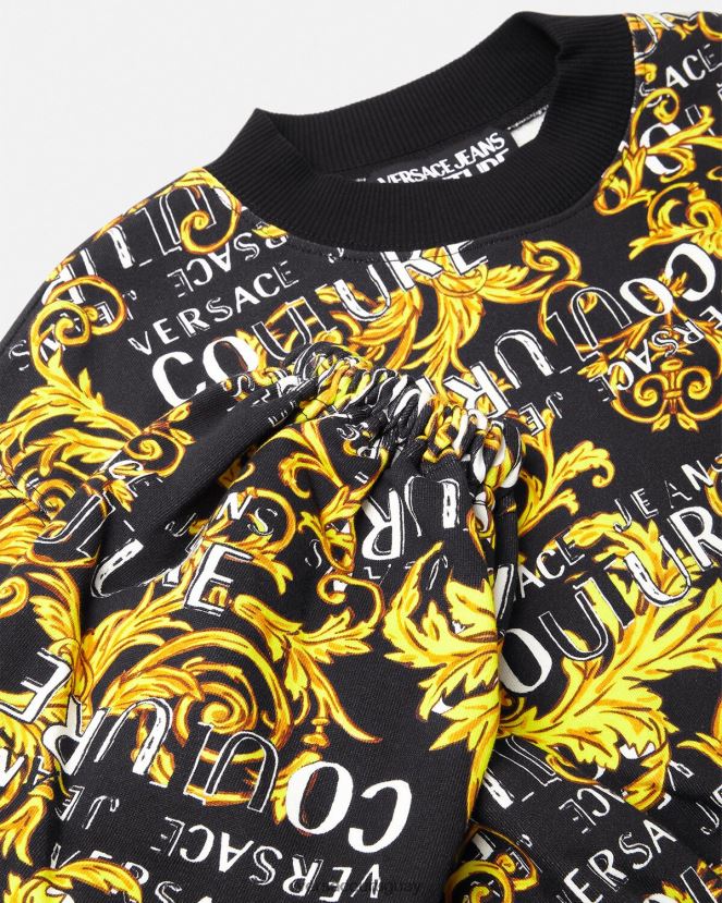 Versace sudadera corta de alta costura con logo mujer oro negro ropa H88R0H2224