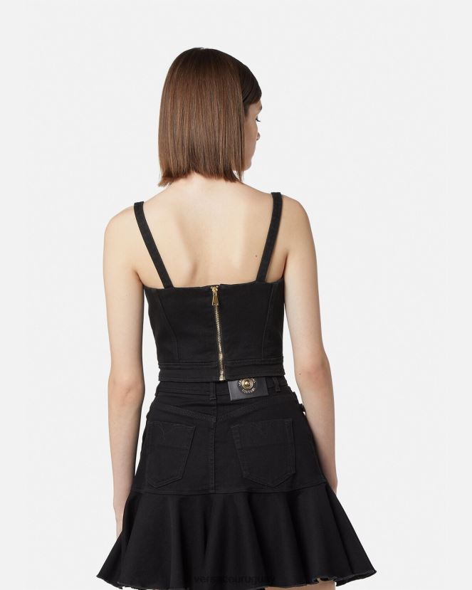 Versace top bustier de alta costura barroca con 1 hebilla mujer negro ropa H88R0H2219