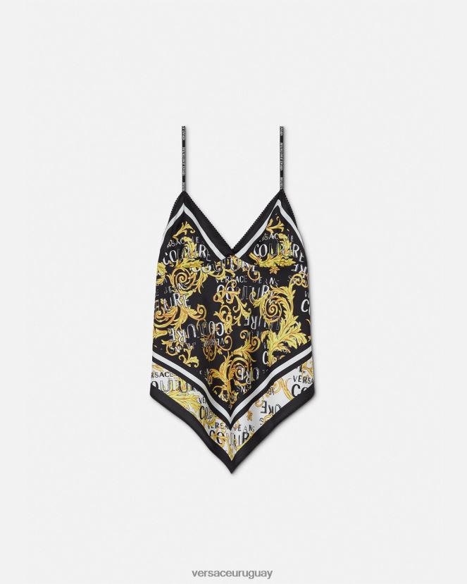 Versace top con logo y fular de alta costura mujer oro negro ropa H88R0H2206