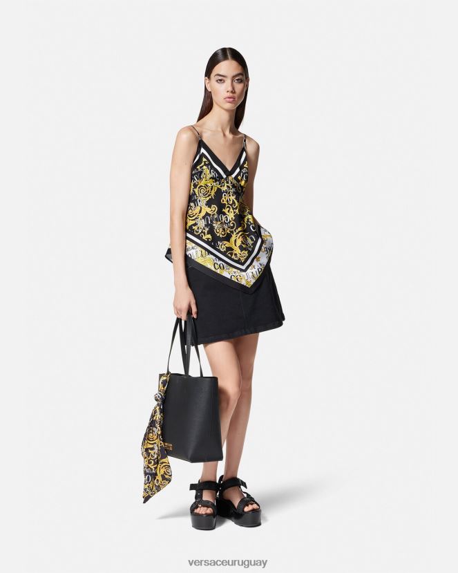 Versace top con logo y fular de alta costura mujer oro negro ropa H88R0H2206