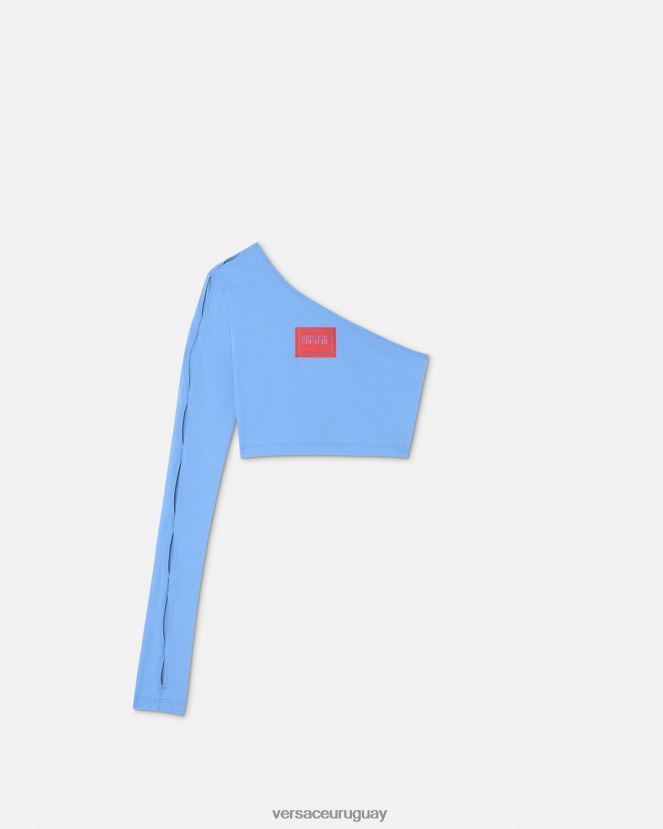 Versace top con una manga y número de pieza mujer azul claro ropa H88R0H2213