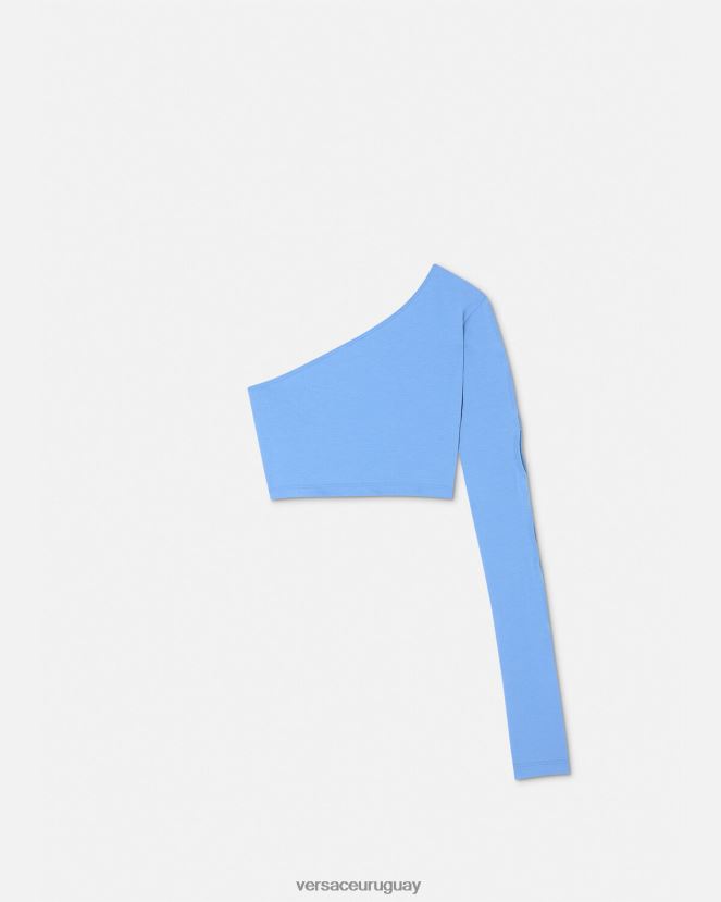 Versace top con una manga y número de pieza mujer azul claro ropa H88R0H2213