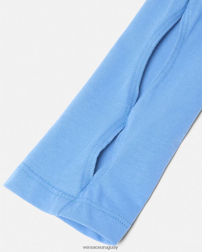 Versace top con una manga y número de pieza mujer azul claro ropa H88R0H2213