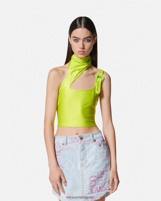 Versace top corto con hebilla barroca mujer cal ropa H88R0H2217