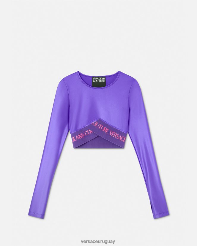 Versace top corto con logo mujer Violeta ropa H88R0H2215