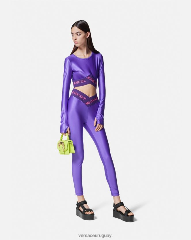 Versace top corto con logo mujer Violeta ropa H88R0H2215