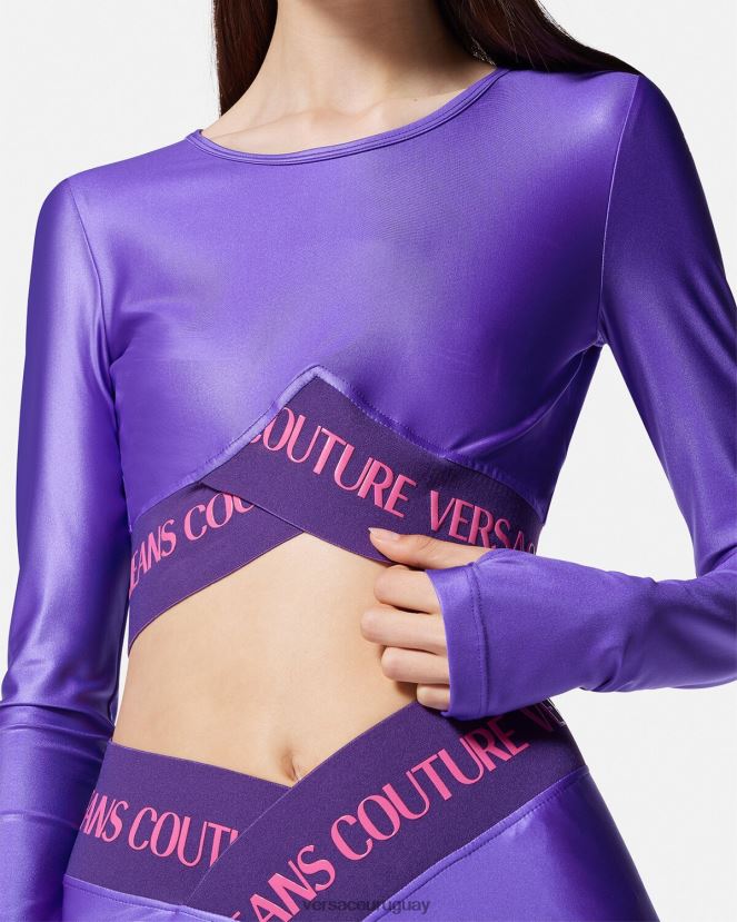 Versace top corto con logo mujer Violeta ropa H88R0H2215