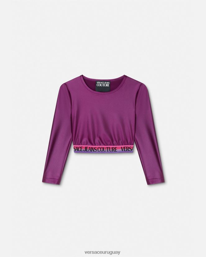 Versace top corto con logo mujer Violeta ropa H88R0H2216