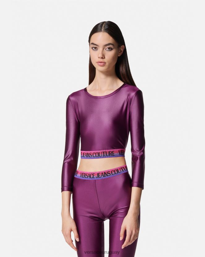 Versace top corto con logo mujer Violeta ropa H88R0H2216