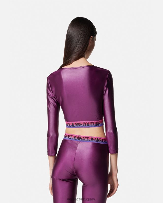 Versace top corto con logo mujer Violeta ropa H88R0H2216
