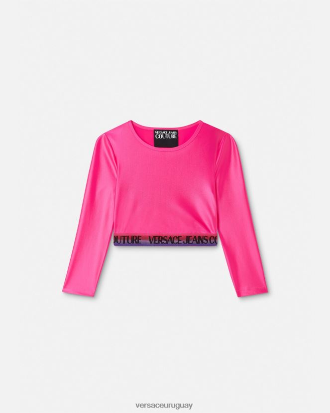 Versace top corto con logo mujer fucsia ropa H88R0H2214