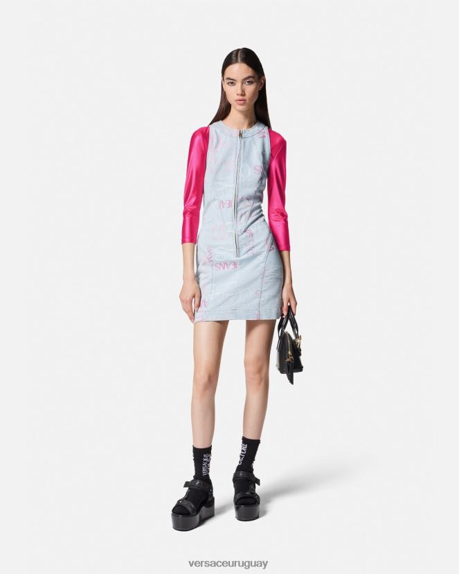Versace top corto con logo mujer fucsia ropa H88R0H2214