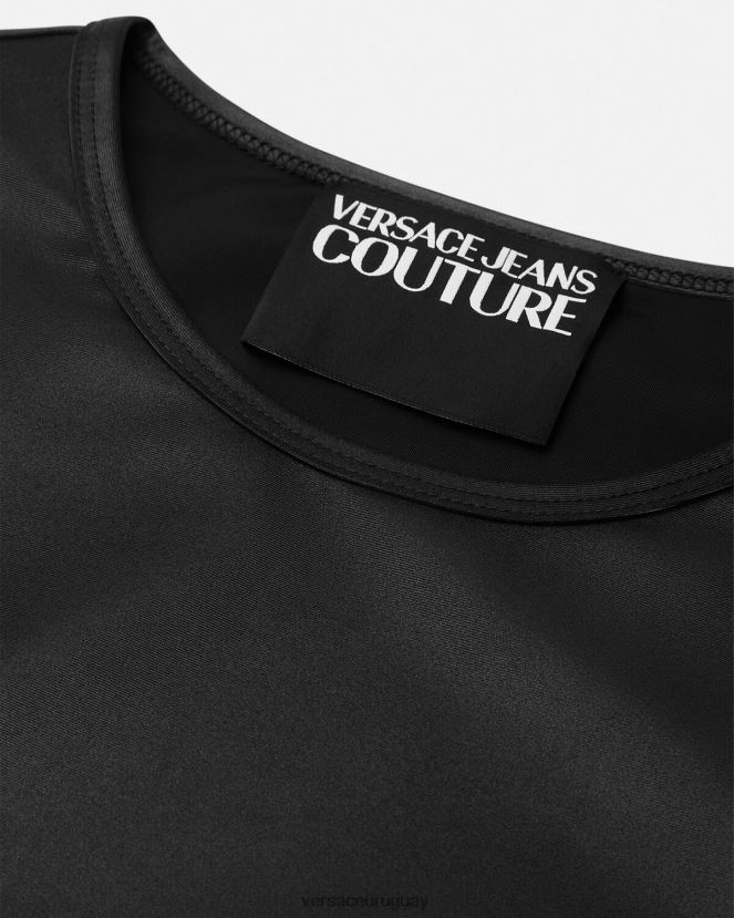 Versace top corto con logo mujer negro ropa H88R0H2146