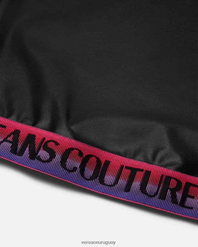 Versace top corto con logo mujer negro ropa H88R0H2146