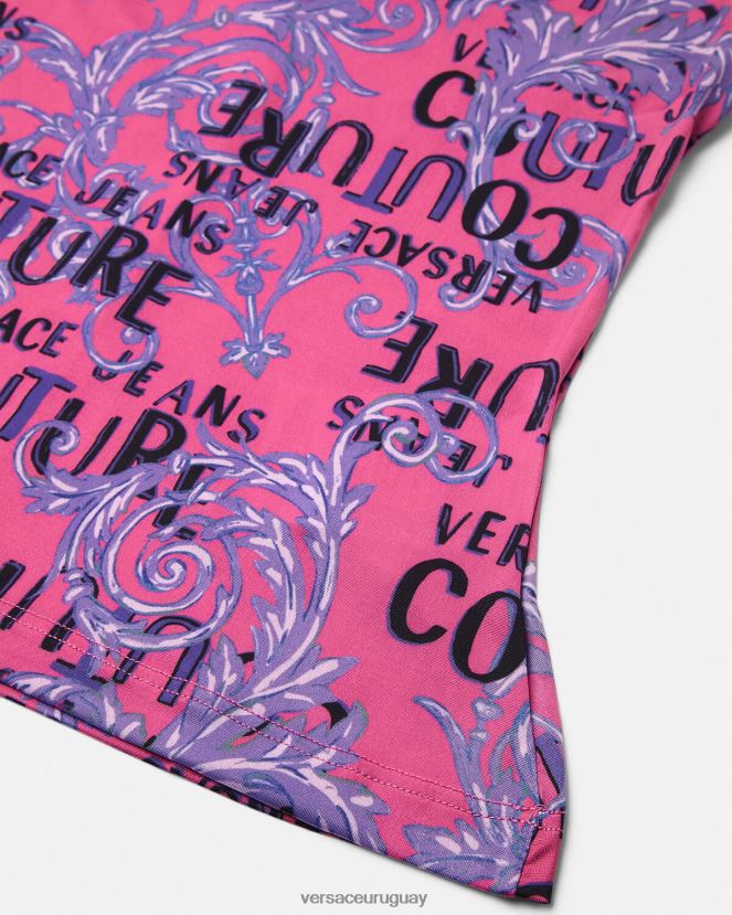 Versace top de un solo hombro con logo de alta costura mujer fucsia ropa H88R0H2204