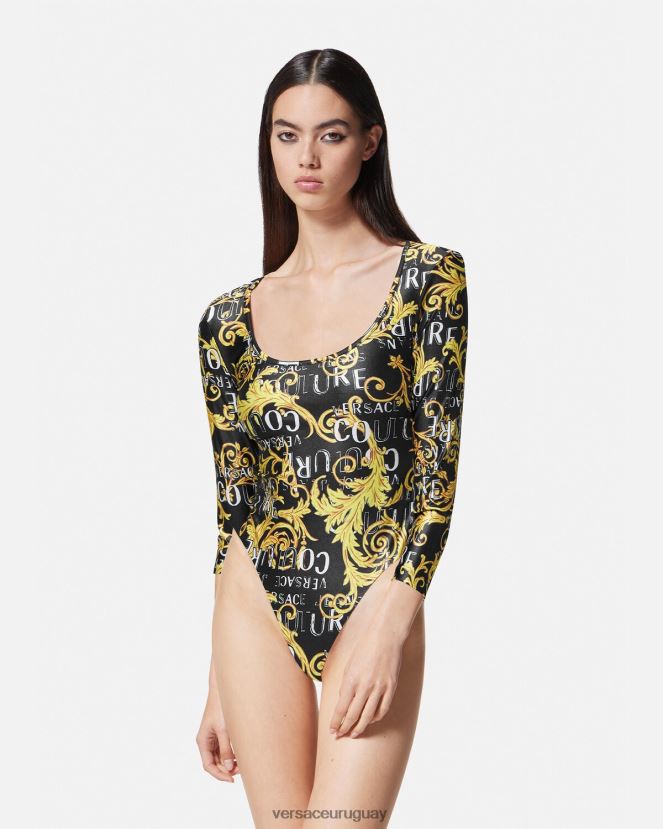 Versace body de alta costura con logo mujer oro negro ropa H88R0H2211