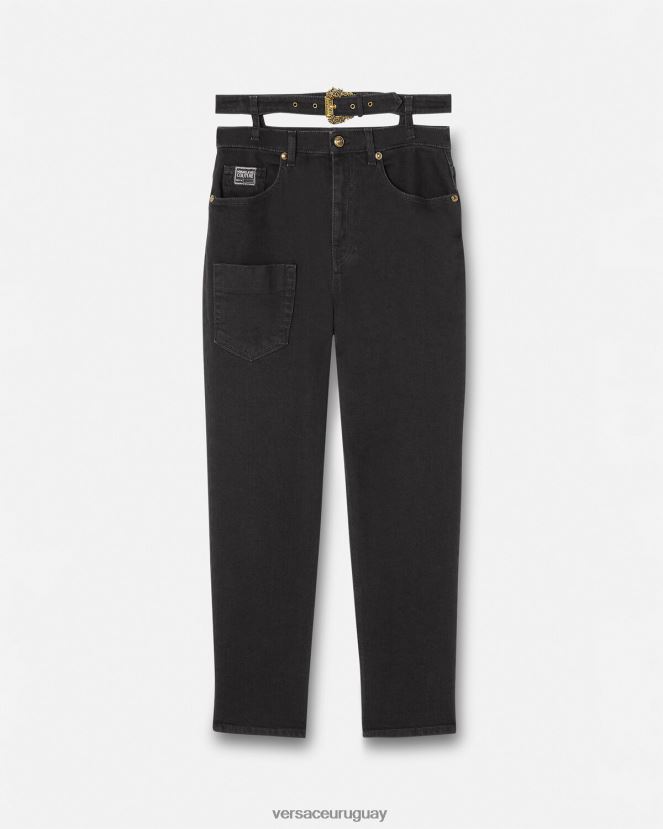 Versace jeans con hebilla barroca mujer negro ropa H88R0H2148