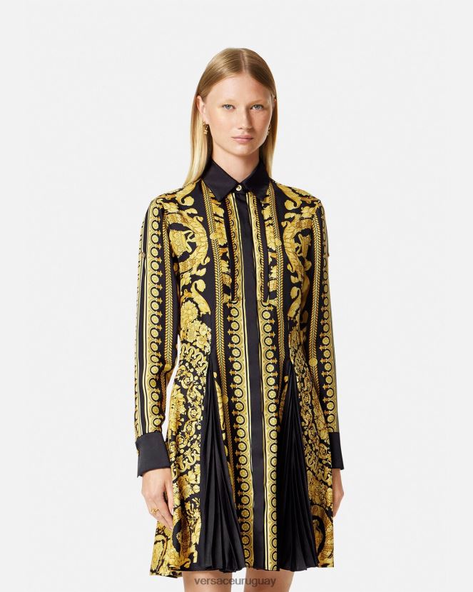 Versace vestido camisero midi de seda barroco mujer imprimir ropa H88R0H34