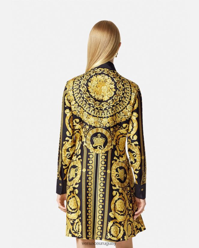 Versace vestido camisero midi de seda barroco mujer imprimir ropa H88R0H34