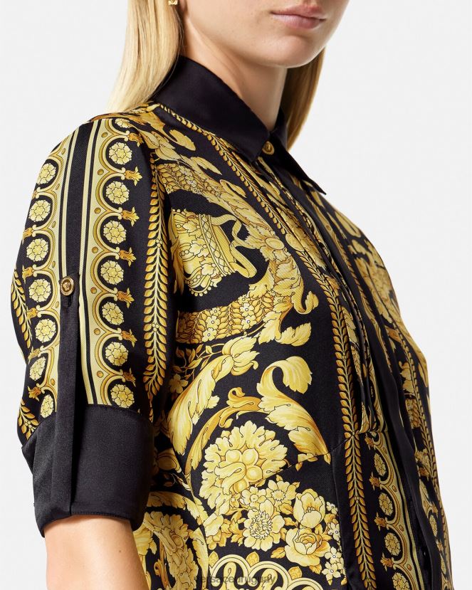 Versace vestido camisero midi de seda barroco mujer imprimir ropa H88R0H34