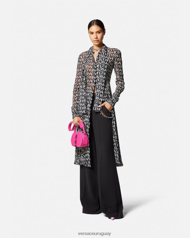 Versace vestido camisero midi integral mujer negro y estampado ropa H88R0H55