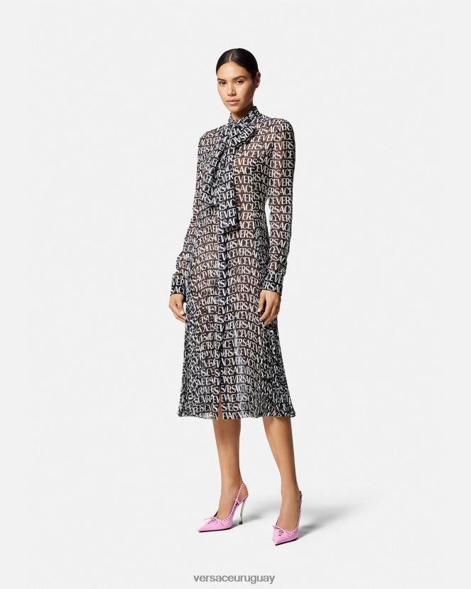 Versace vestido camisero midi integral mujer negro y estampado ropa H88R0H55