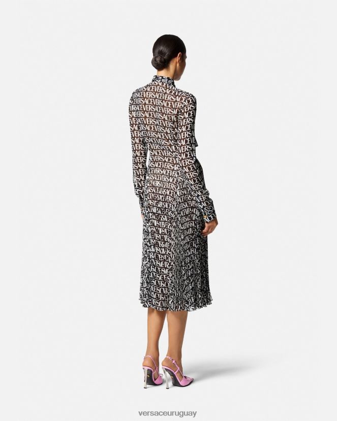 Versace vestido camisero midi integral mujer negro y estampado ropa H88R0H55