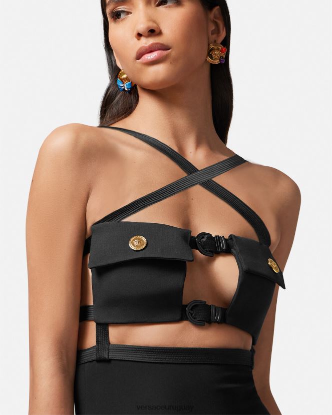 Versace vestido con abertura de medusa mujer un color ropa H88R0H19