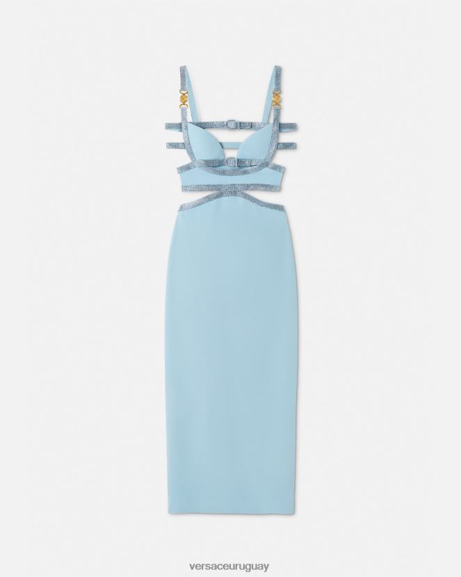 Versace vestido con aberturas y Medusa de cristal del 95 mujer un color ropa H88R0H18