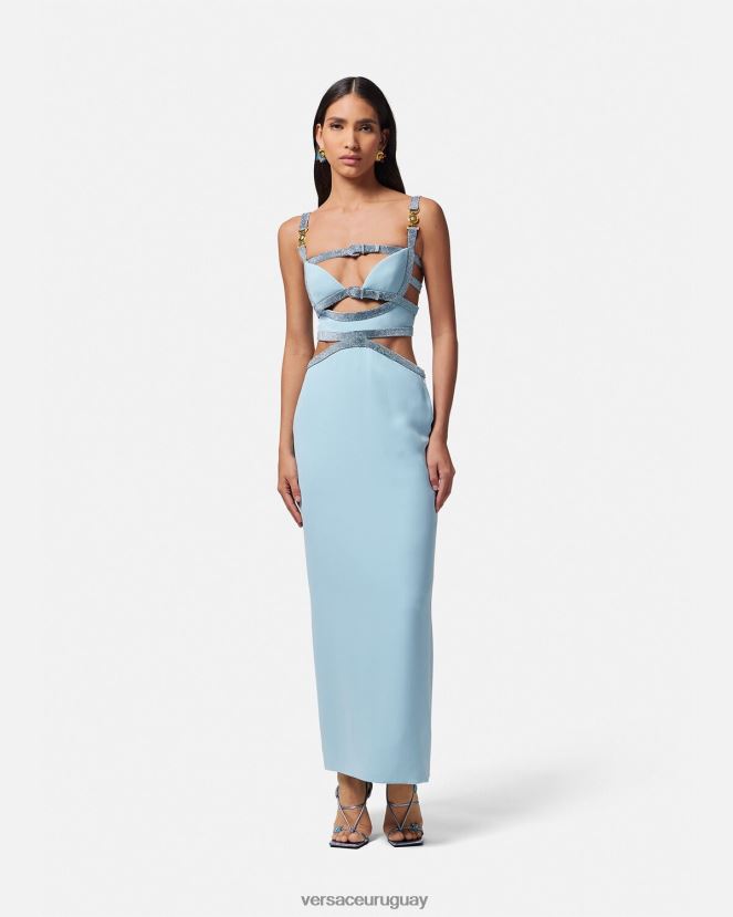 Versace vestido con aberturas y Medusa de cristal del 95 mujer un color ropa H88R0H18