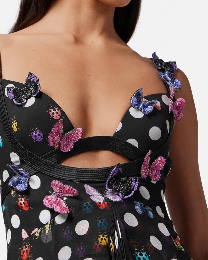 Versace vestido con mariposas bordadas mujer un color ropa H88R0H1
